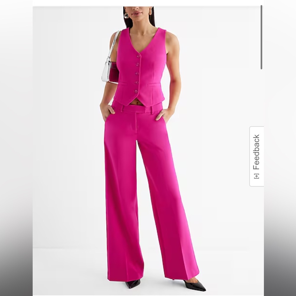 Express Pink Editor Studio Stretch Trouser Pants - Picture 3 of 4